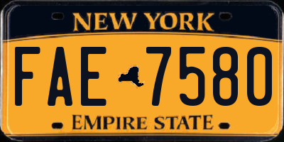 NY license plate FAE7580