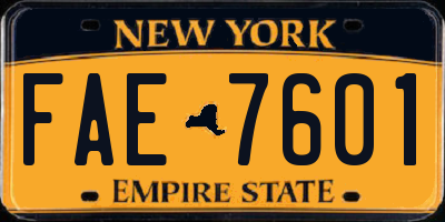 NY license plate FAE7601