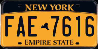NY license plate FAE7616