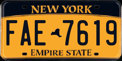 NY license plate FAE7619