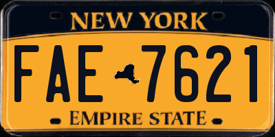 NY license plate FAE7621