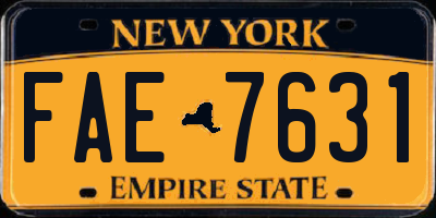 NY license plate FAE7631