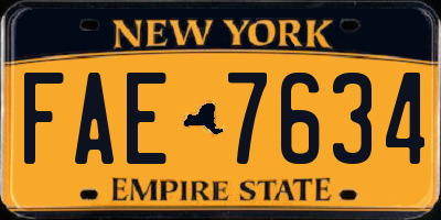 NY license plate FAE7634