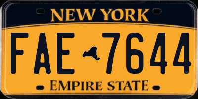 NY license plate FAE7644