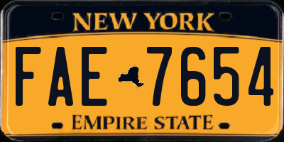 NY license plate FAE7654