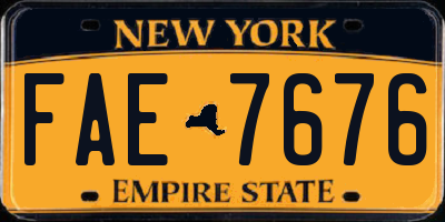 NY license plate FAE7676