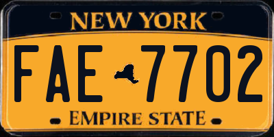 NY license plate FAE7702