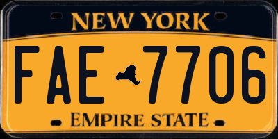 NY license plate FAE7706