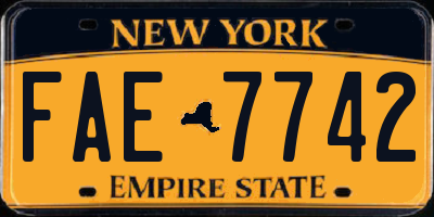 NY license plate FAE7742