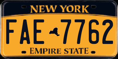 NY license plate FAE7762
