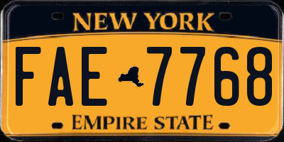 NY license plate FAE7768
