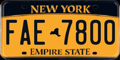 NY license plate FAE7800