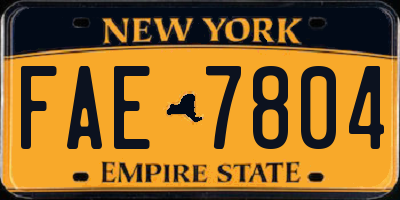 NY license plate FAE7804