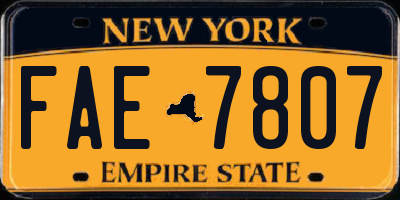 NY license plate FAE7807