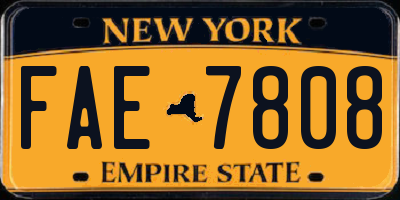 NY license plate FAE7808