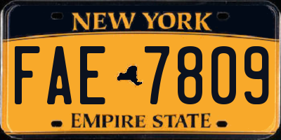 NY license plate FAE7809