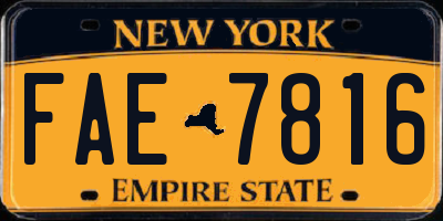 NY license plate FAE7816