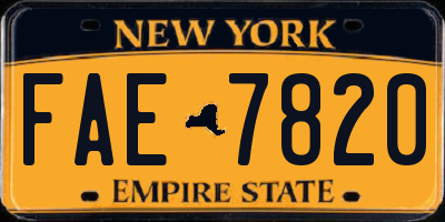 NY license plate FAE7820