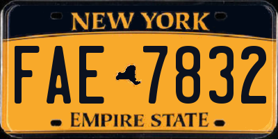 NY license plate FAE7832