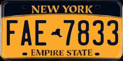 NY license plate FAE7833