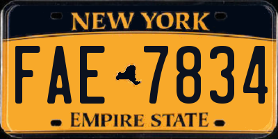 NY license plate FAE7834