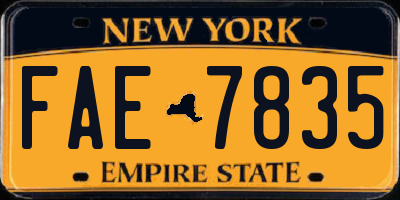 NY license plate FAE7835