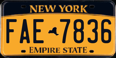 NY license plate FAE7836