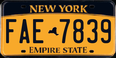 NY license plate FAE7839