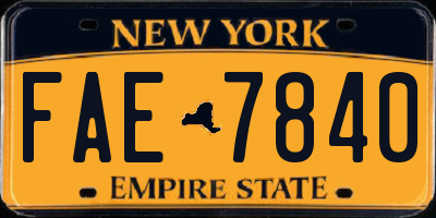 NY license plate FAE7840