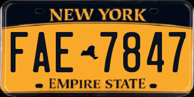 NY license plate FAE7847