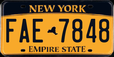 NY license plate FAE7848