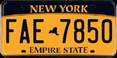 NY license plate FAE7850