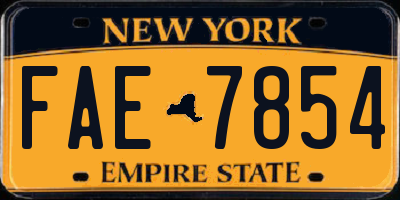 NY license plate FAE7854