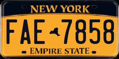 NY license plate FAE7858