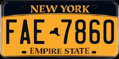 NY license plate FAE7860