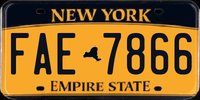 NY license plate FAE7866