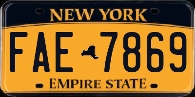 NY license plate FAE7869