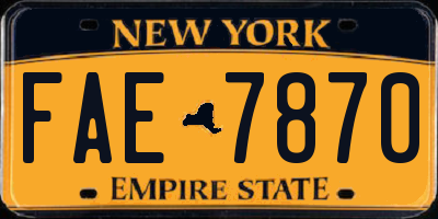 NY license plate FAE7870