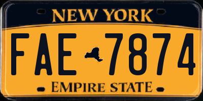 NY license plate FAE7874