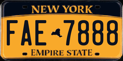 NY license plate FAE7888