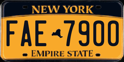 NY license plate FAE7900