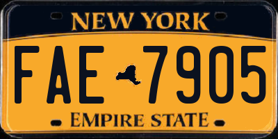 NY license plate FAE7905