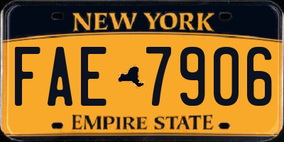 NY license plate FAE7906