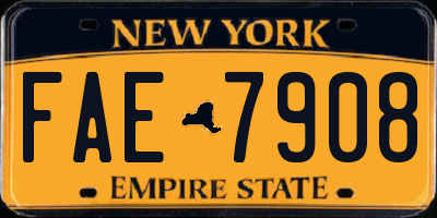 NY license plate FAE7908