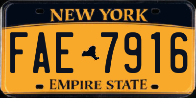 NY license plate FAE7916