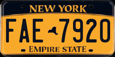 NY license plate FAE7920