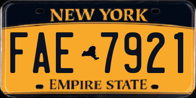 NY license plate FAE7921