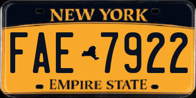 NY license plate FAE7922