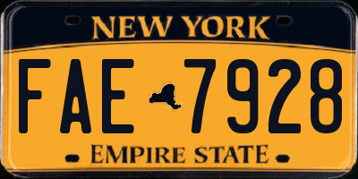 NY license plate FAE7928