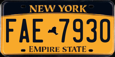 NY license plate FAE7930